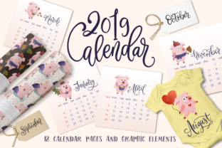 2019 Calendar with Graphic Elements