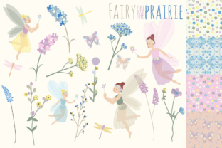 Fairy on the Prairie Clipart and Seamless Pattern Set: Effortless Charm for Creative Projects