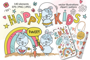 Happy Kids Vector Illustration: A Versatile Creative Resource for Print, Design, and Education
