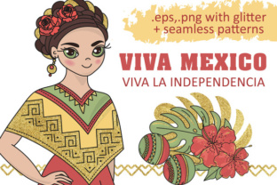 MEXICO Golden Color Vector Illustration Set