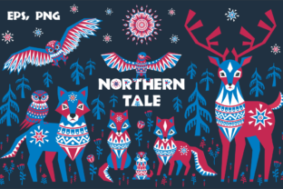 Northern Tale. Arctic Animals in Tribal Style.
