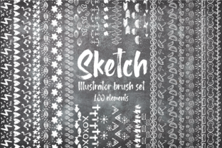 Sketch Illustrator Brush Set Bundle 100 Elements
