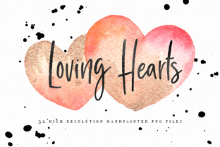 Watercolor Hearts Graphics Clipart Including Gold